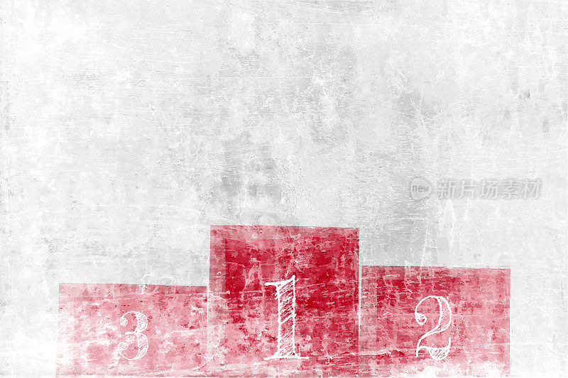 褪色的旧乡村肮脏的风化的肮脏的浅灰色或白色的墙壁污垢纹理效果水平灰度矢量背景或墙纸与红色块与文字数字1 2 3